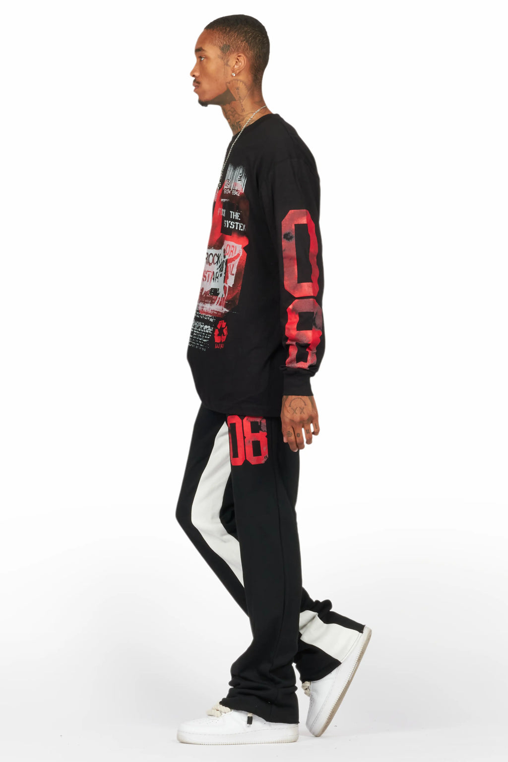 Grill Black/Red Long Sleeve T-Shirt/Baggy Pant Set