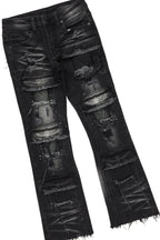 Girls Kammy Vintage Black Hoodie/Stacked Flare Jean Set