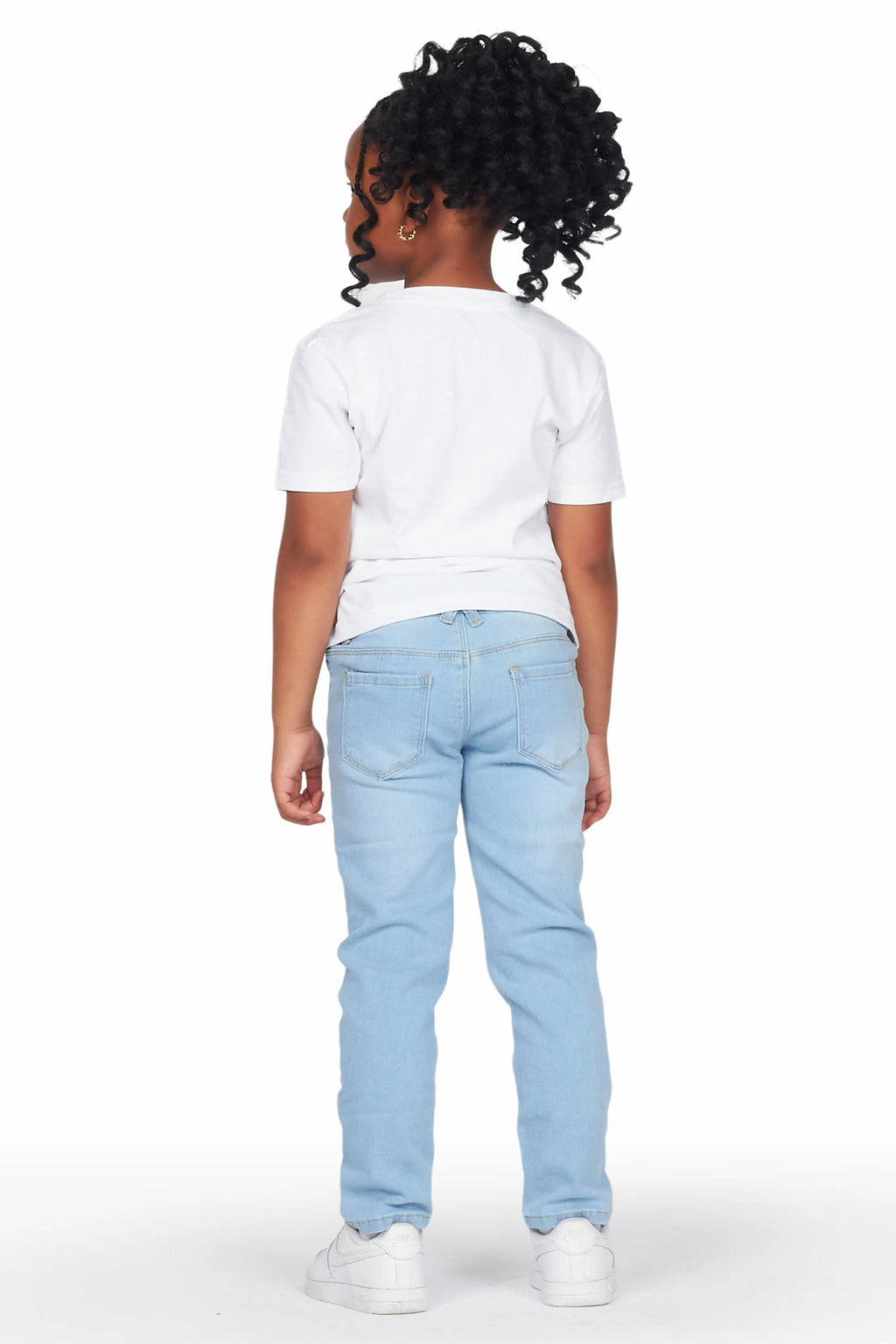 Girls Elani White T-Shirt Slim Jean Set