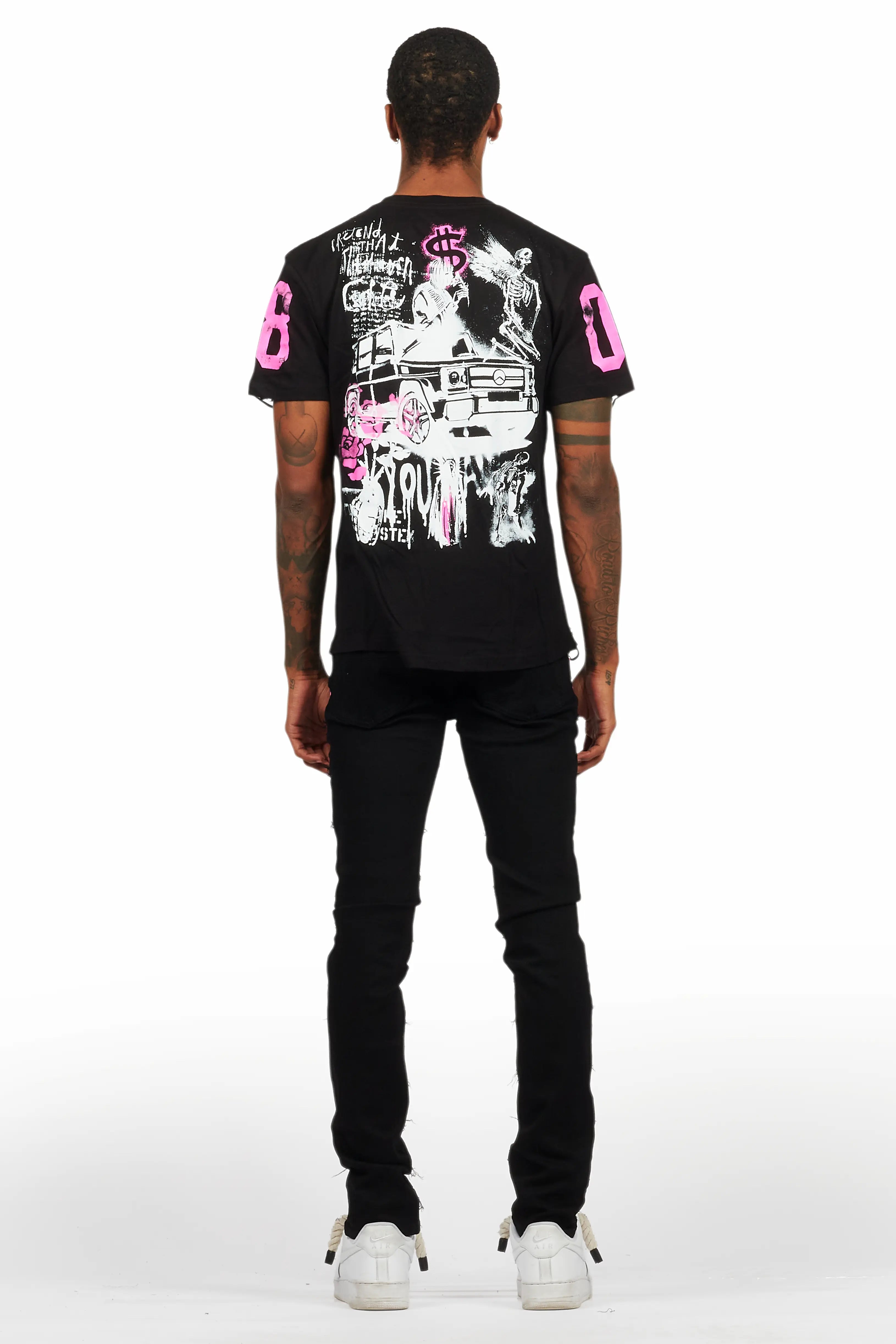 Grill Black/Pink T-Shirt/Slim Fit Jean Set