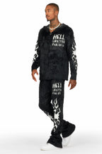 Toshio Black Stacked Flare Knitted Mohair Track Set