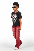 Boys Kade Red Stacked Flare Jean