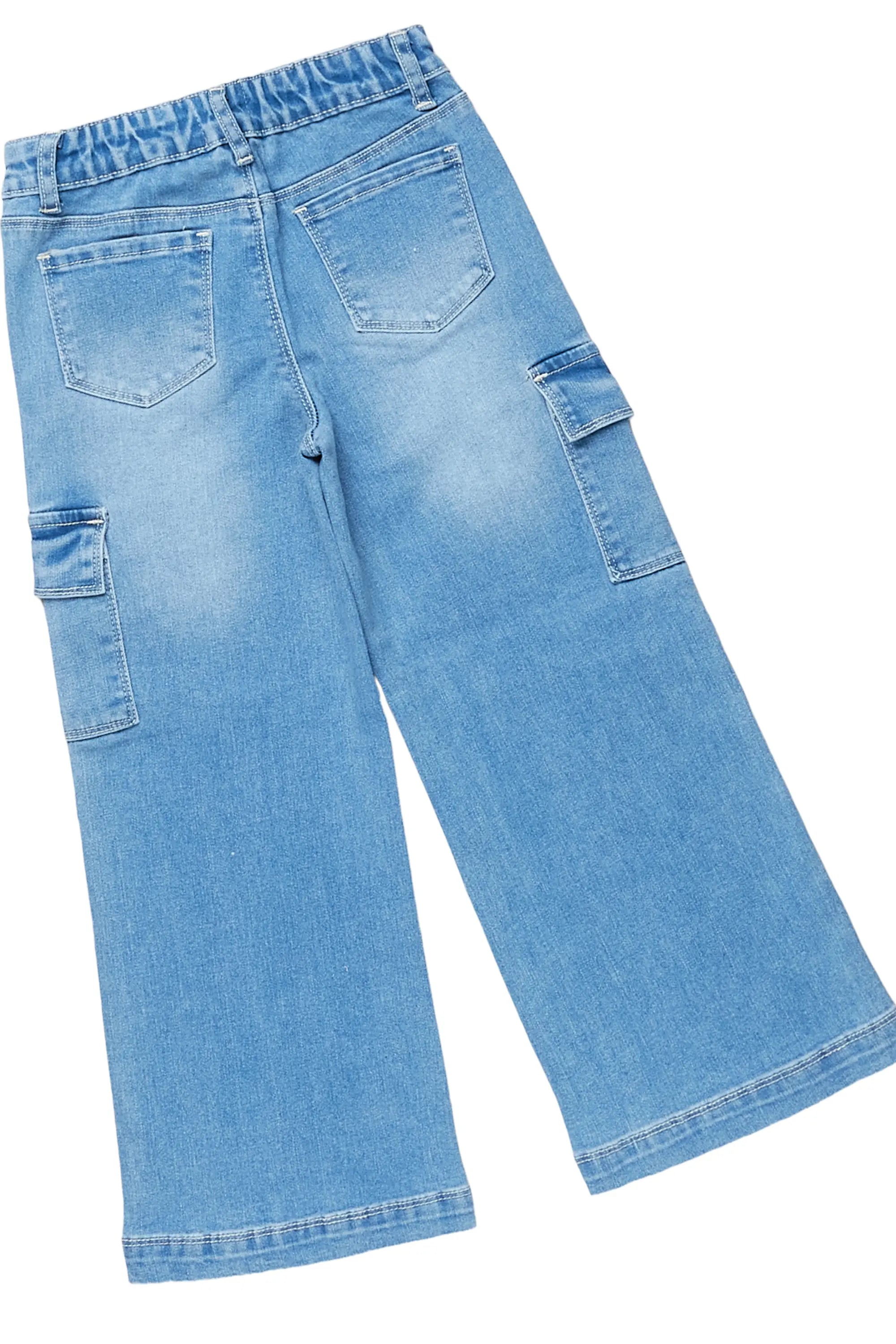 Girls Arana Lilac T-Shirt Wide Leg Cargo Jean Set