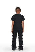 Boys Shake Jet Black Stacked Flare Jean