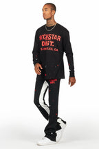Scottie Black/Red Long Sleeve T-Shirt/Baggy Pant Set