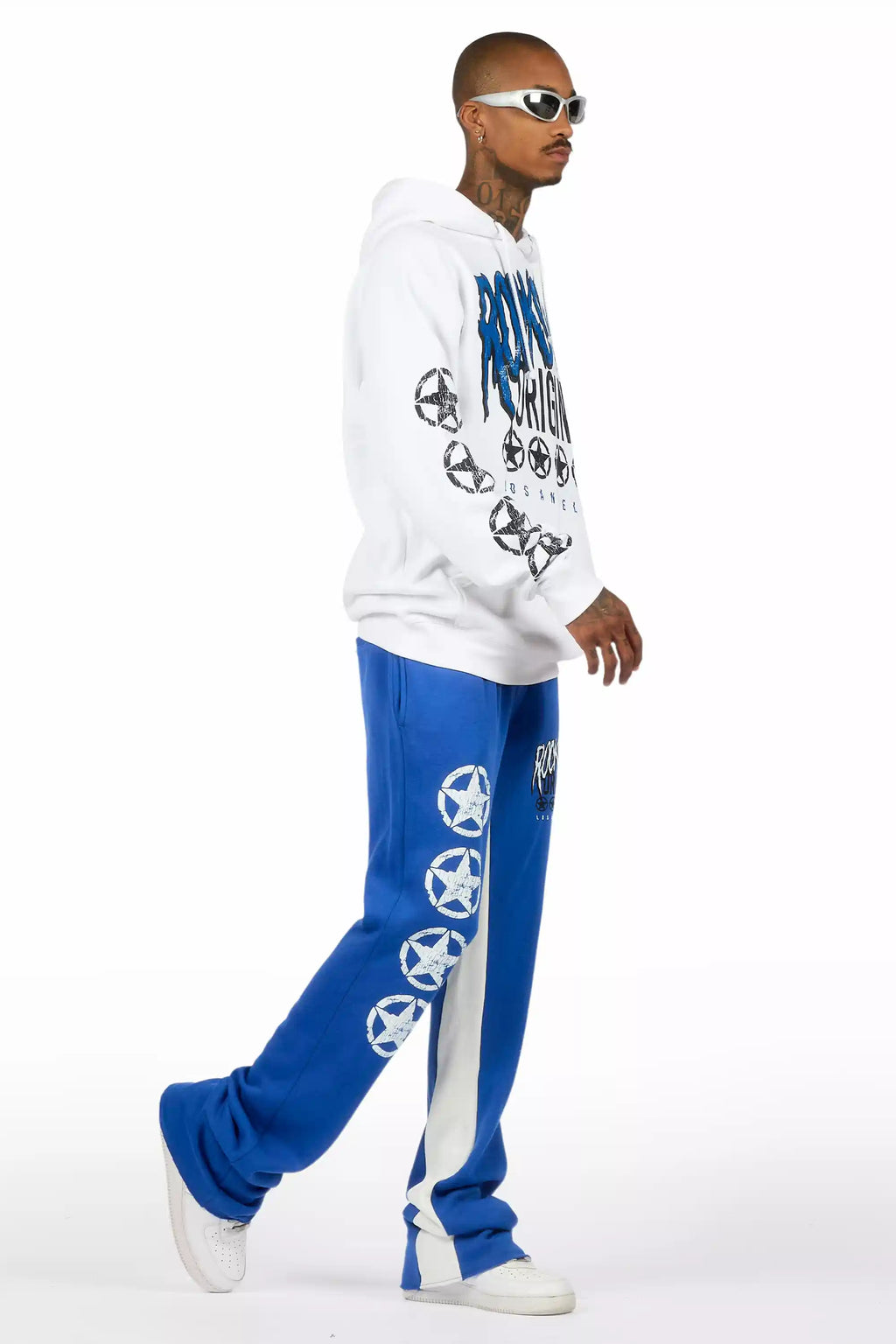 Wizzurd White/Royal Blue Hoodie Stacked Track Set