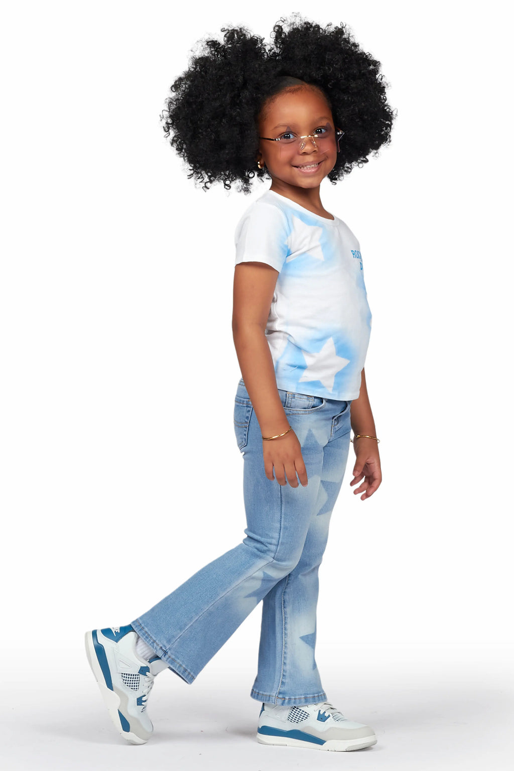 Girls Danna White T-Shirt Flare Jean Set