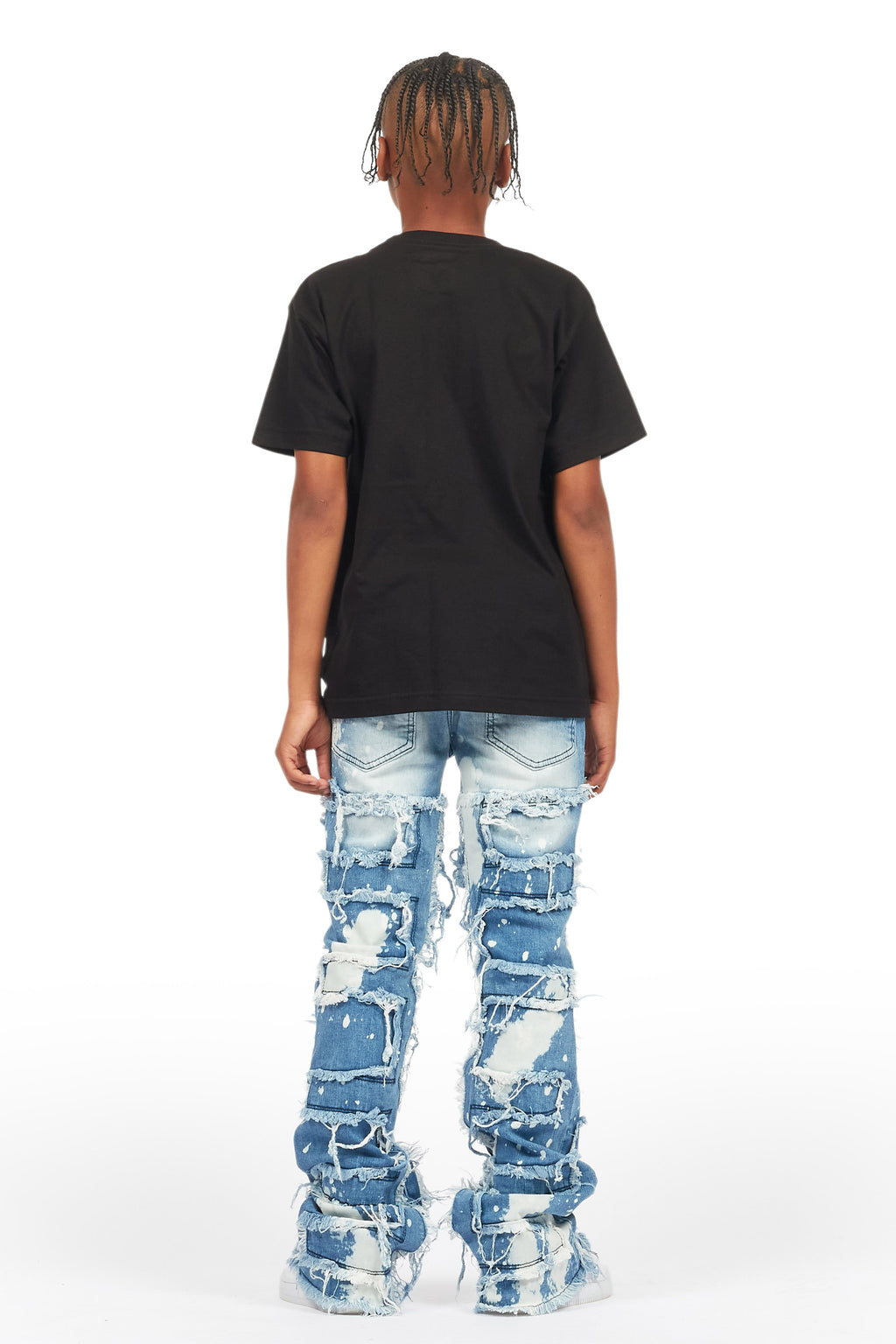 Boys Laban Light Blue Bleach Slim Stacked Flare Jean