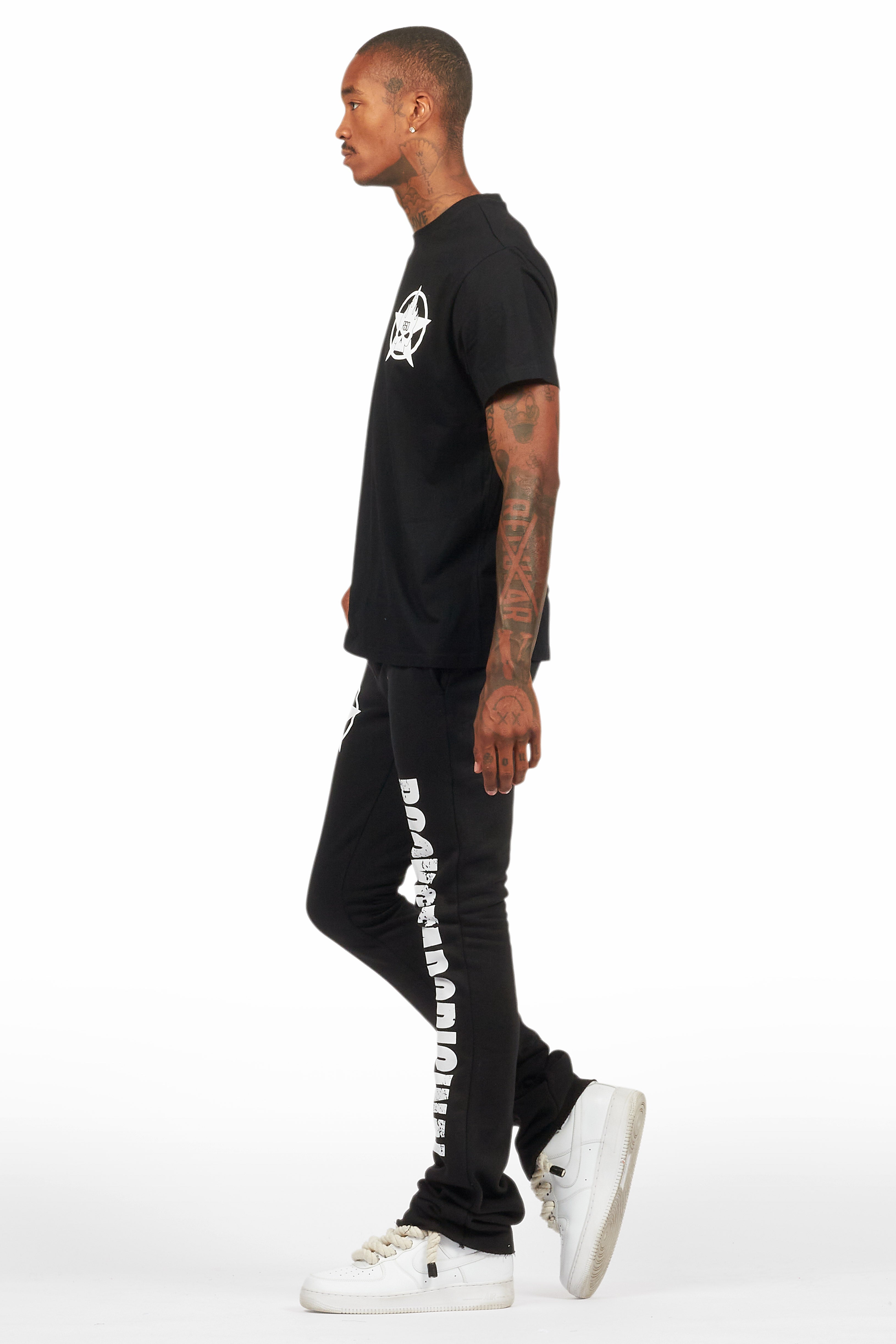 Keve Black T-Shirt Stacked Flare Track Set