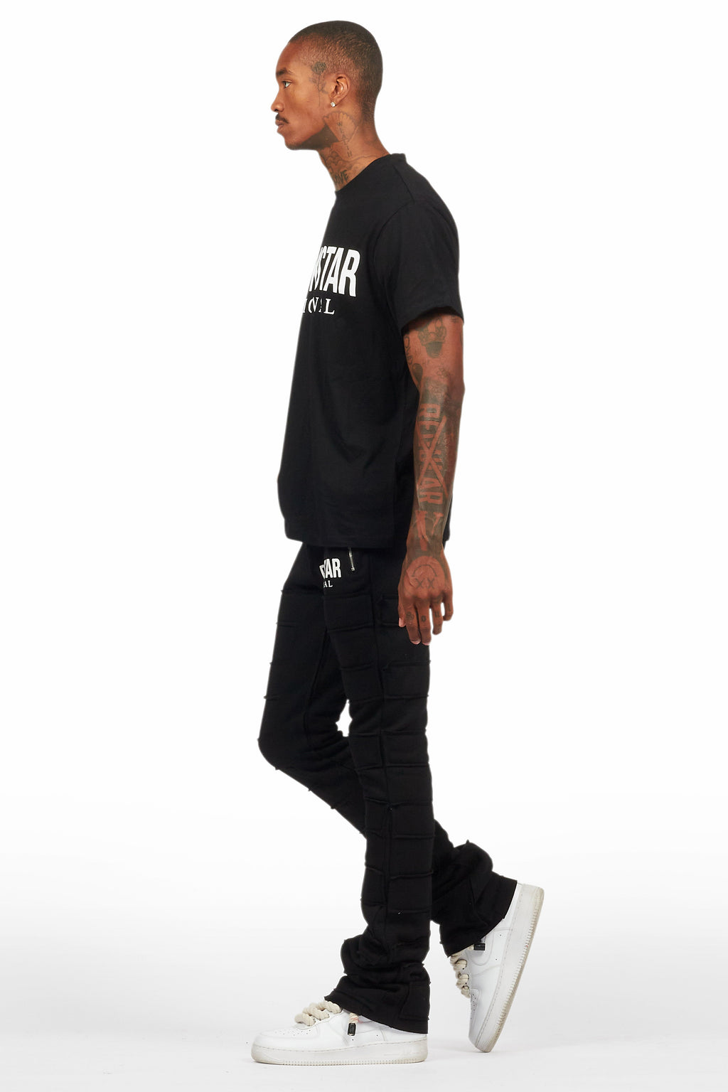 Emilio Black T-Shirt/Stacked Flare Track Set