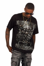 Aithan Black/Grey Graphic Rhinestone T-Shirt