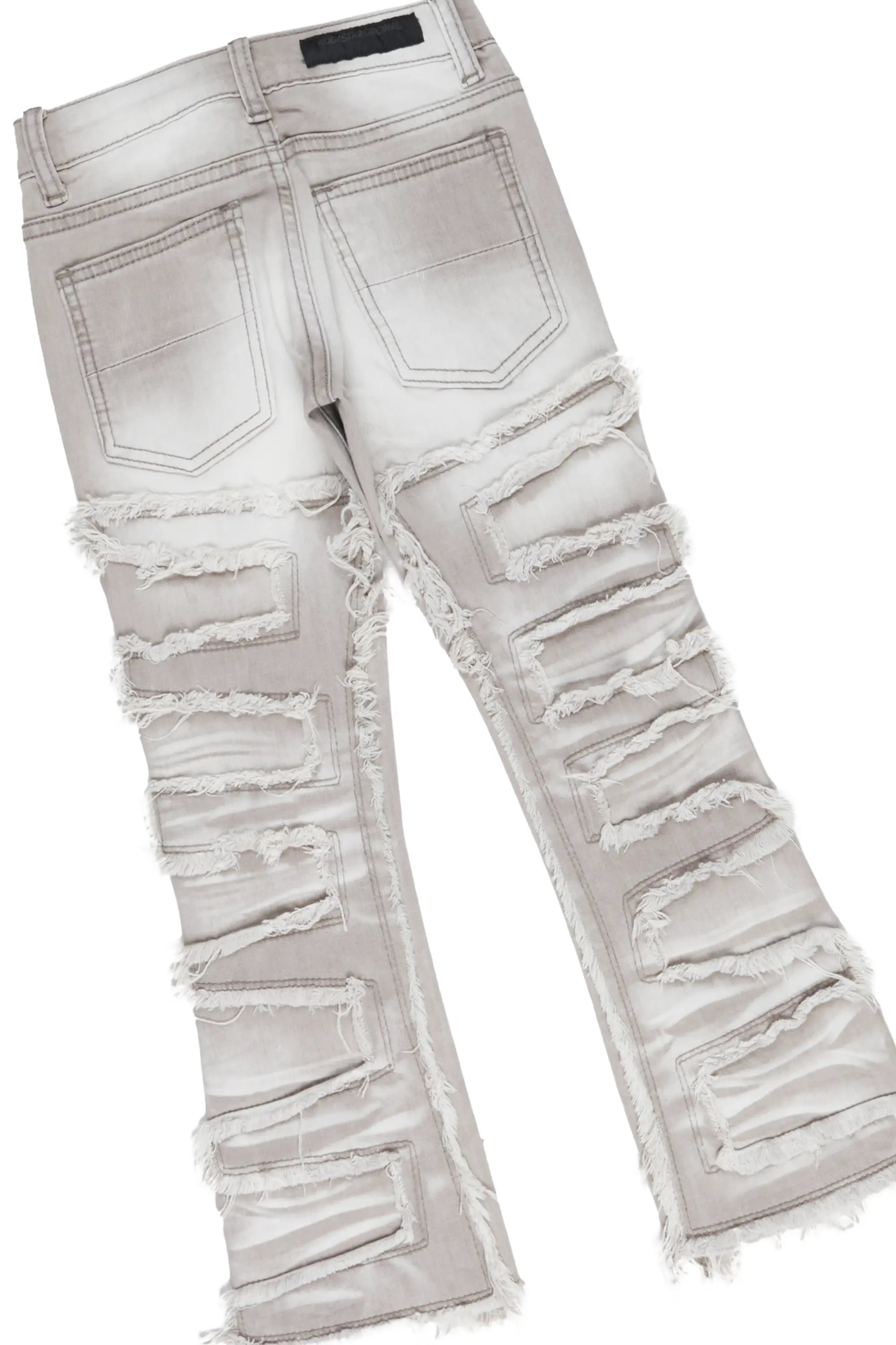 Girls Brielle Vintage Grey Hoodie/Stacked Flare Jean Set