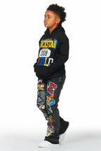 Boys Daria Black Hoodie/Stacked Flare Jean Set