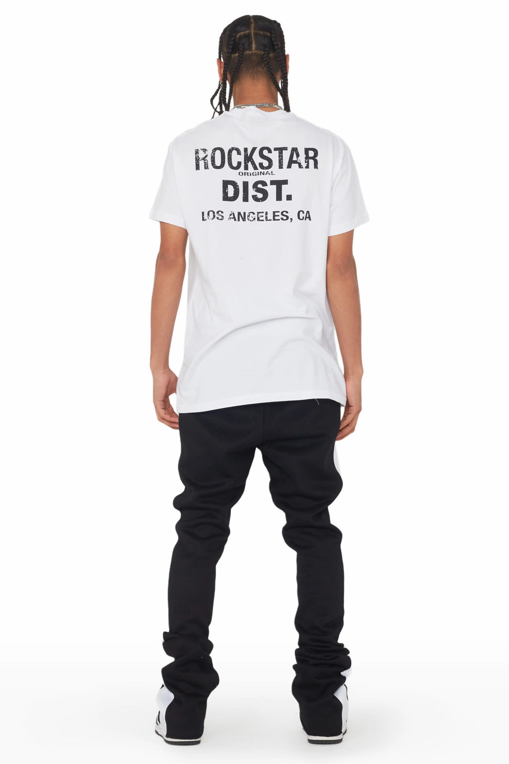 Leonel Black Stacked Flare Track Pant