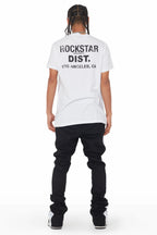 Leonel Black Stacked Flare Track Pant