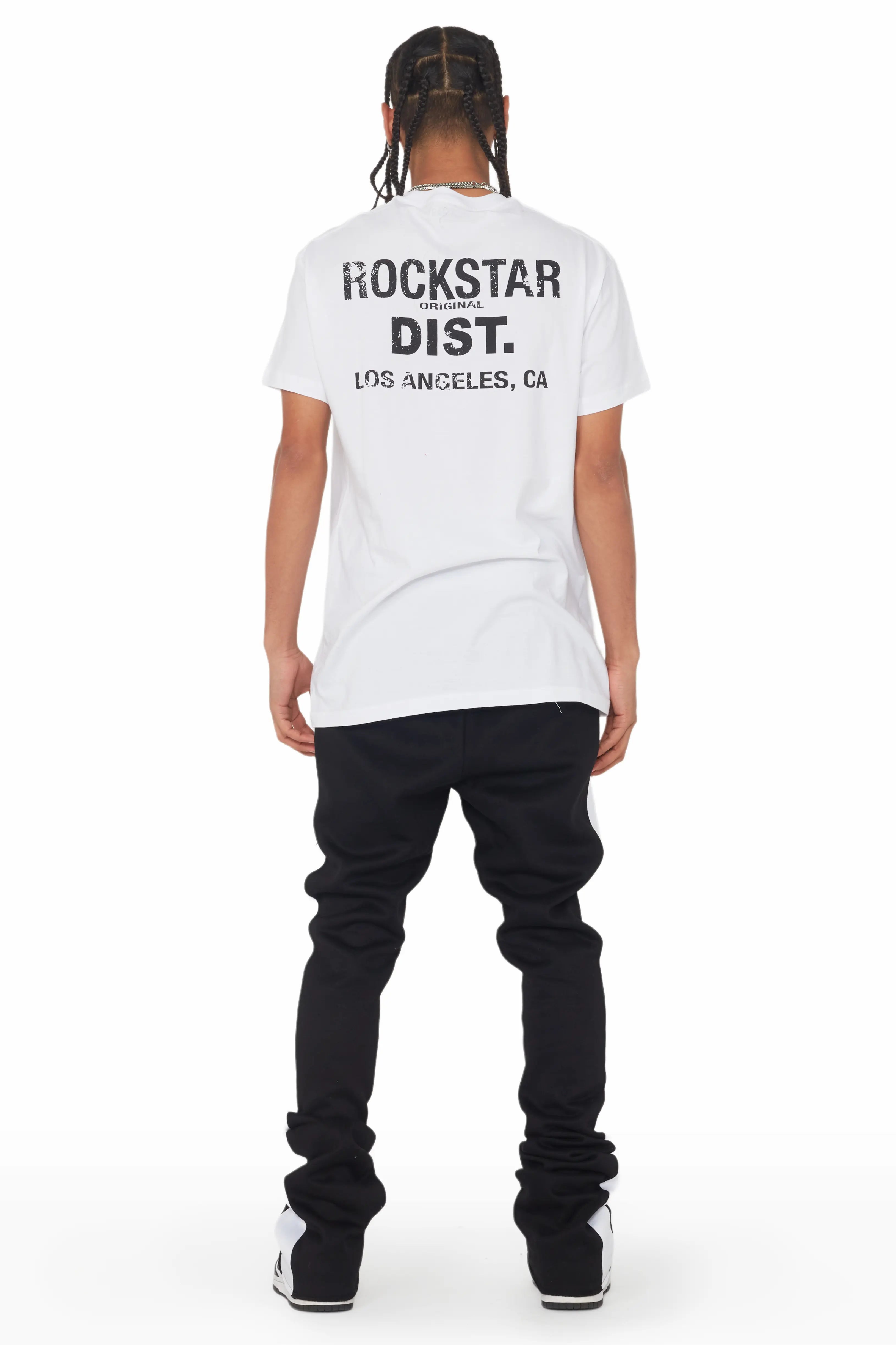 Leonel Black Stacked Flare Track Pant