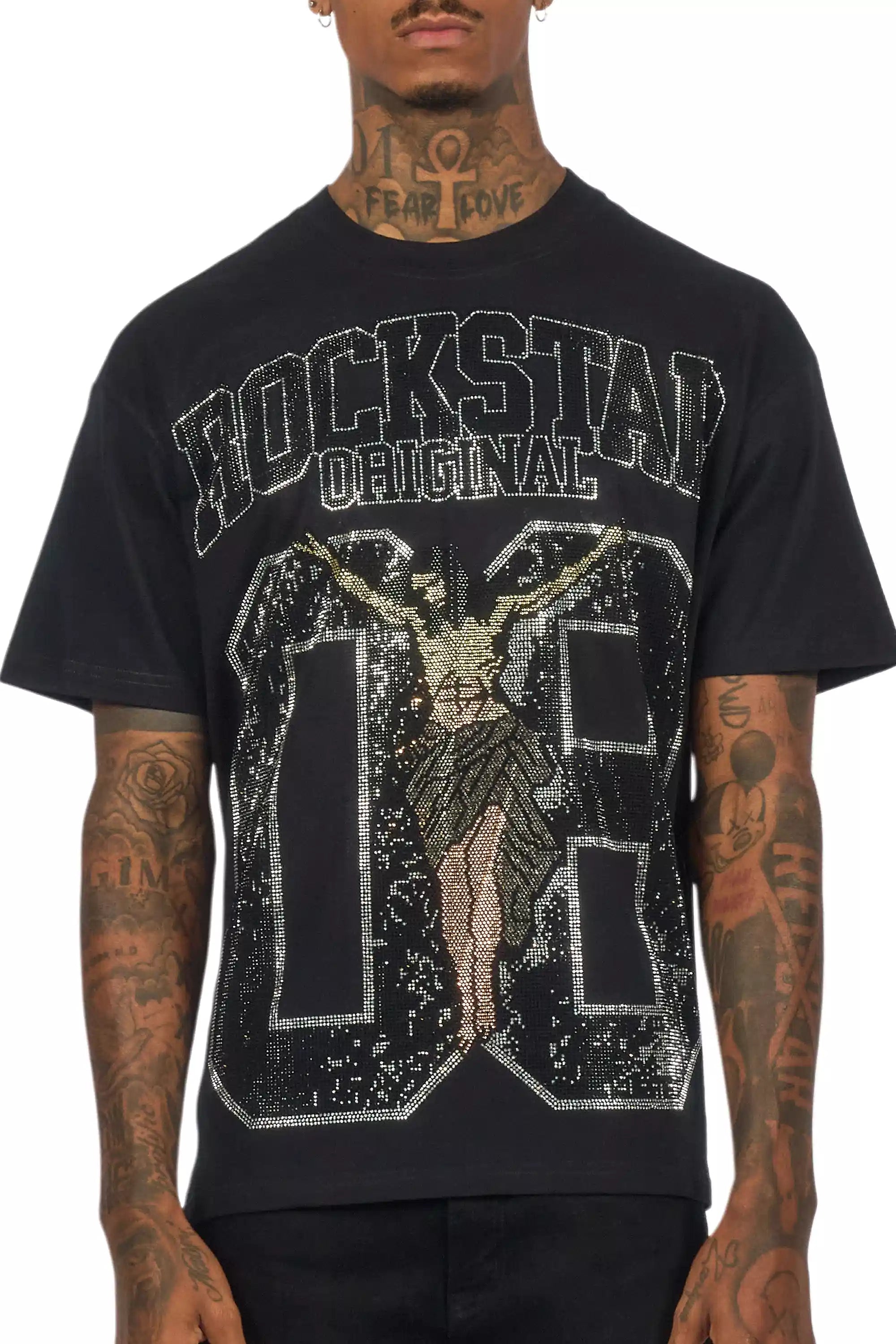 Field 2.0 Black/Grey Graphic Rhinestone T-Shirt