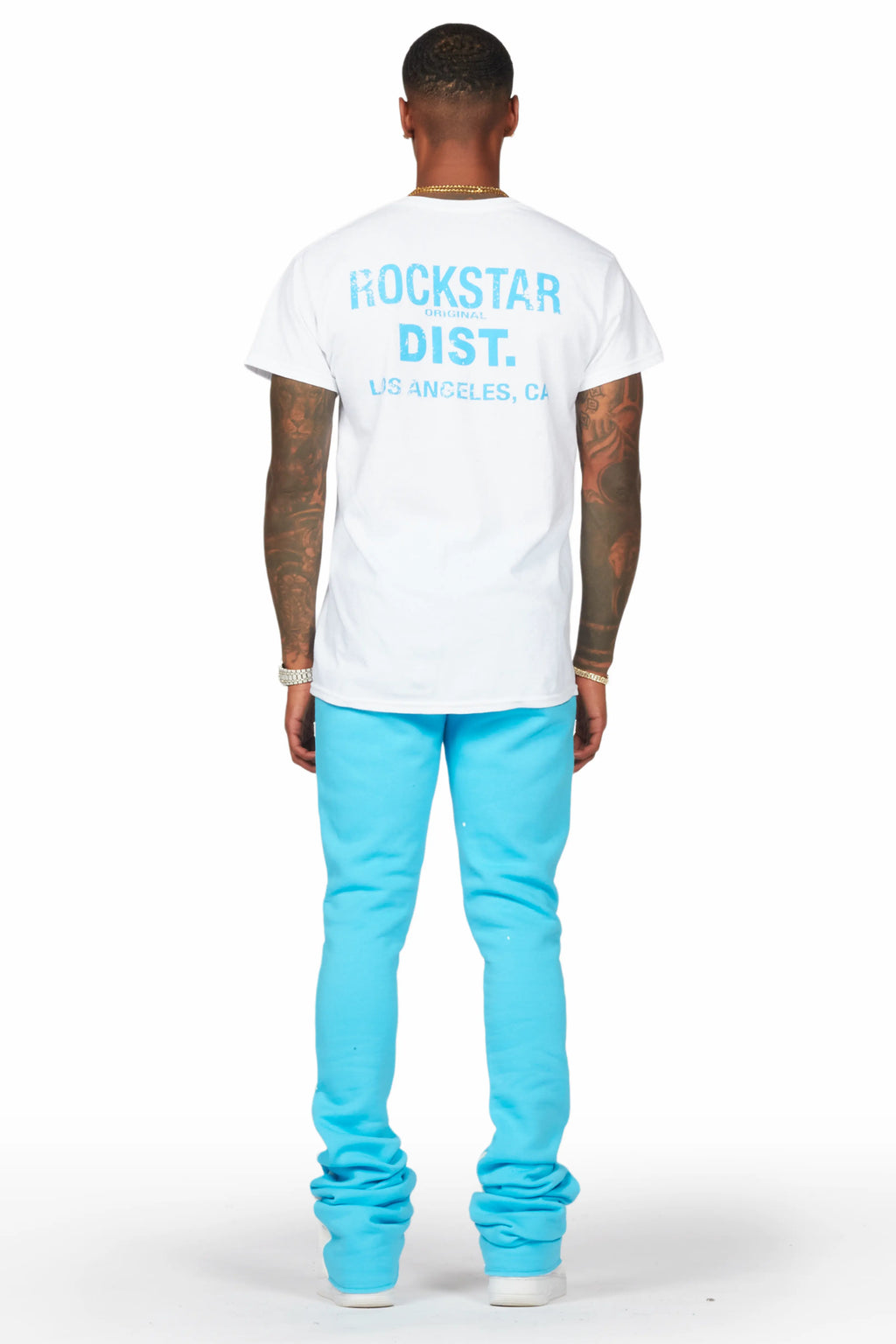 Taber Blue Super Stacked Flare Track Pant