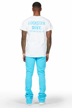 Taber Blue Super Stacked Flare Track Pant