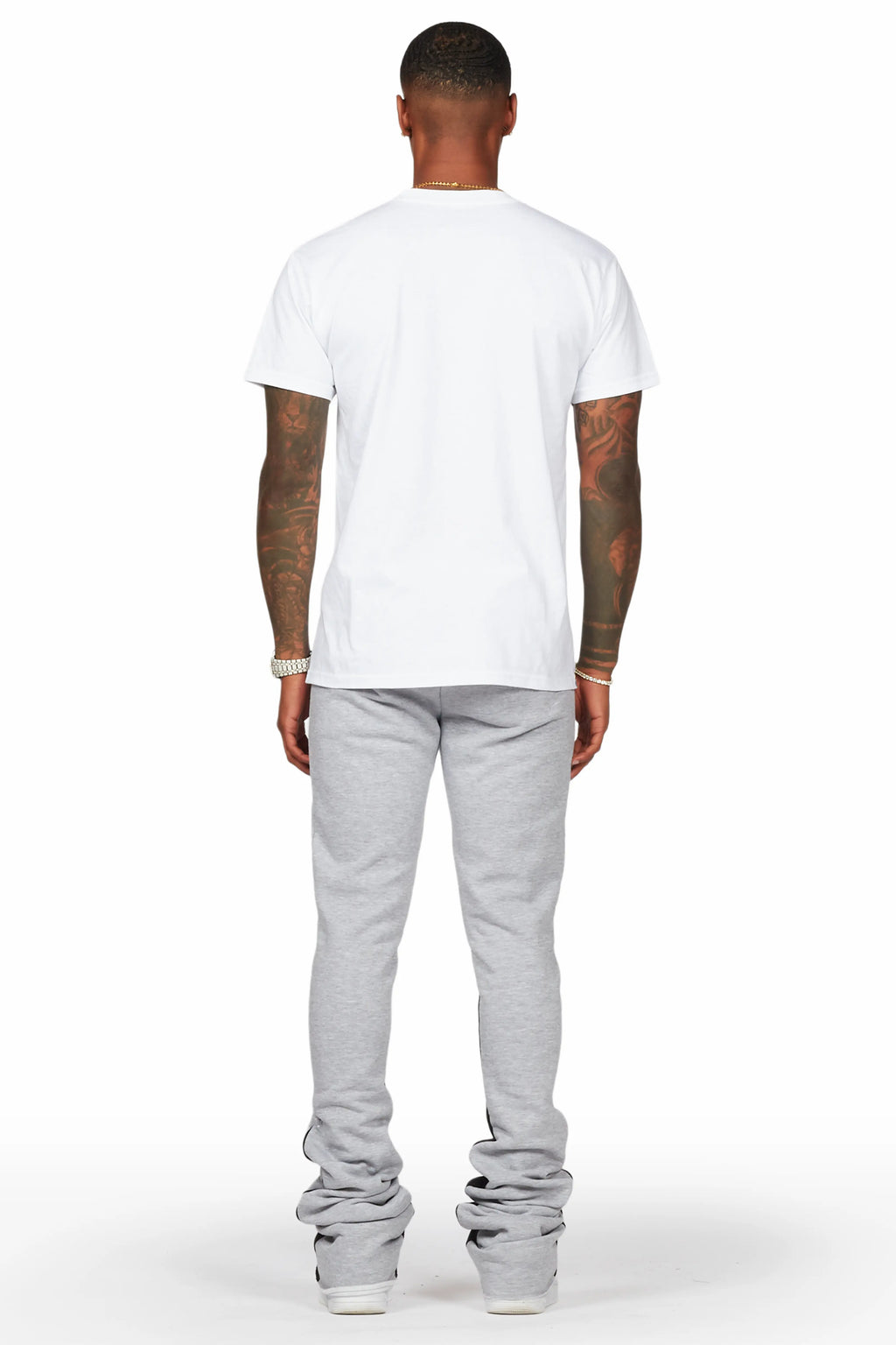 Taber Heather Grey Super Stacked Flare Track Pant