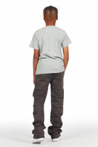 Boys Emilio Vintage Grey Stacked Flare Track Pant