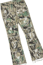 Girls Aimee Tree Camo/Grey Hoodie/Stacked Flare Jean Set