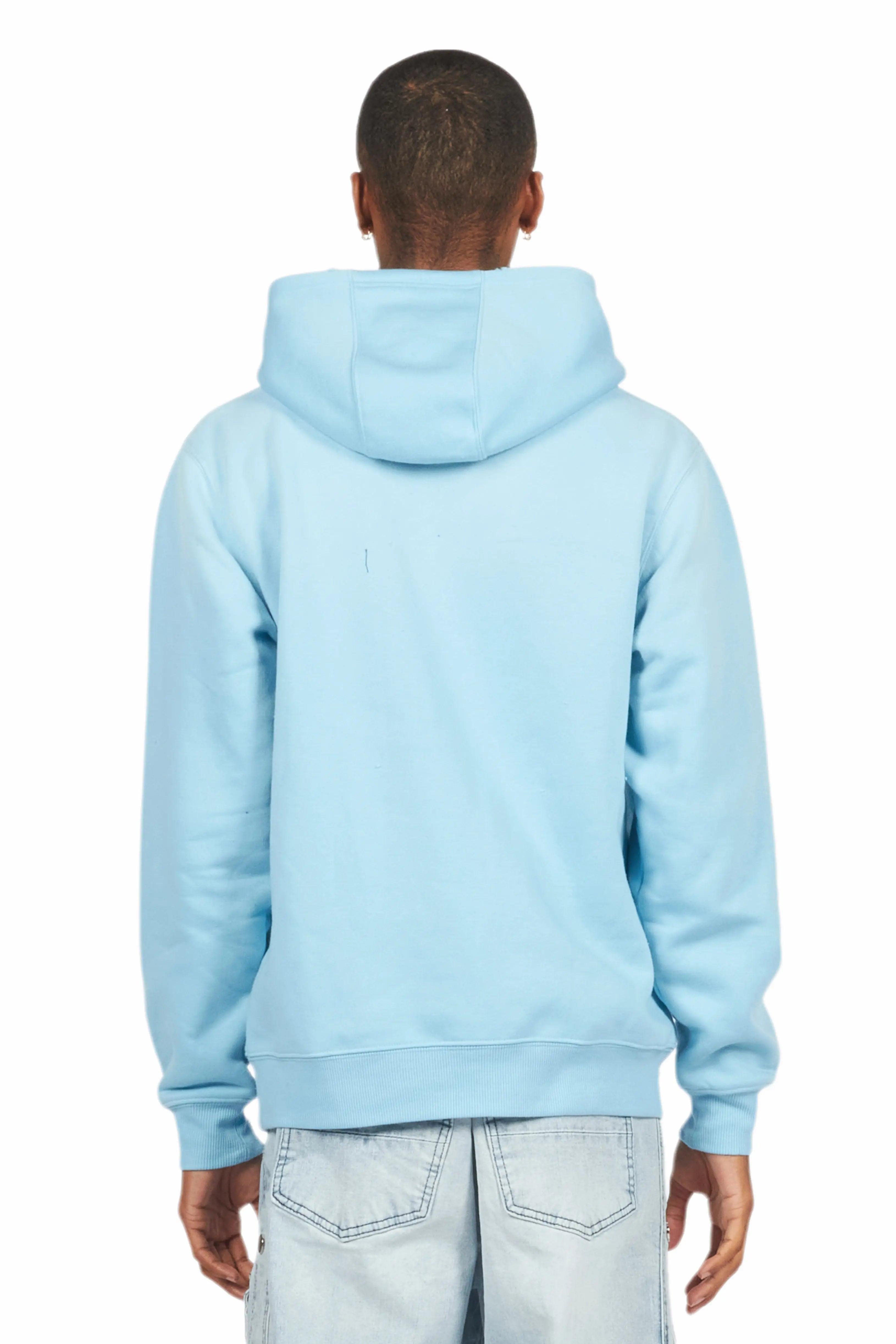 Tarl Baby Blue Distressed Graphic Hoodie