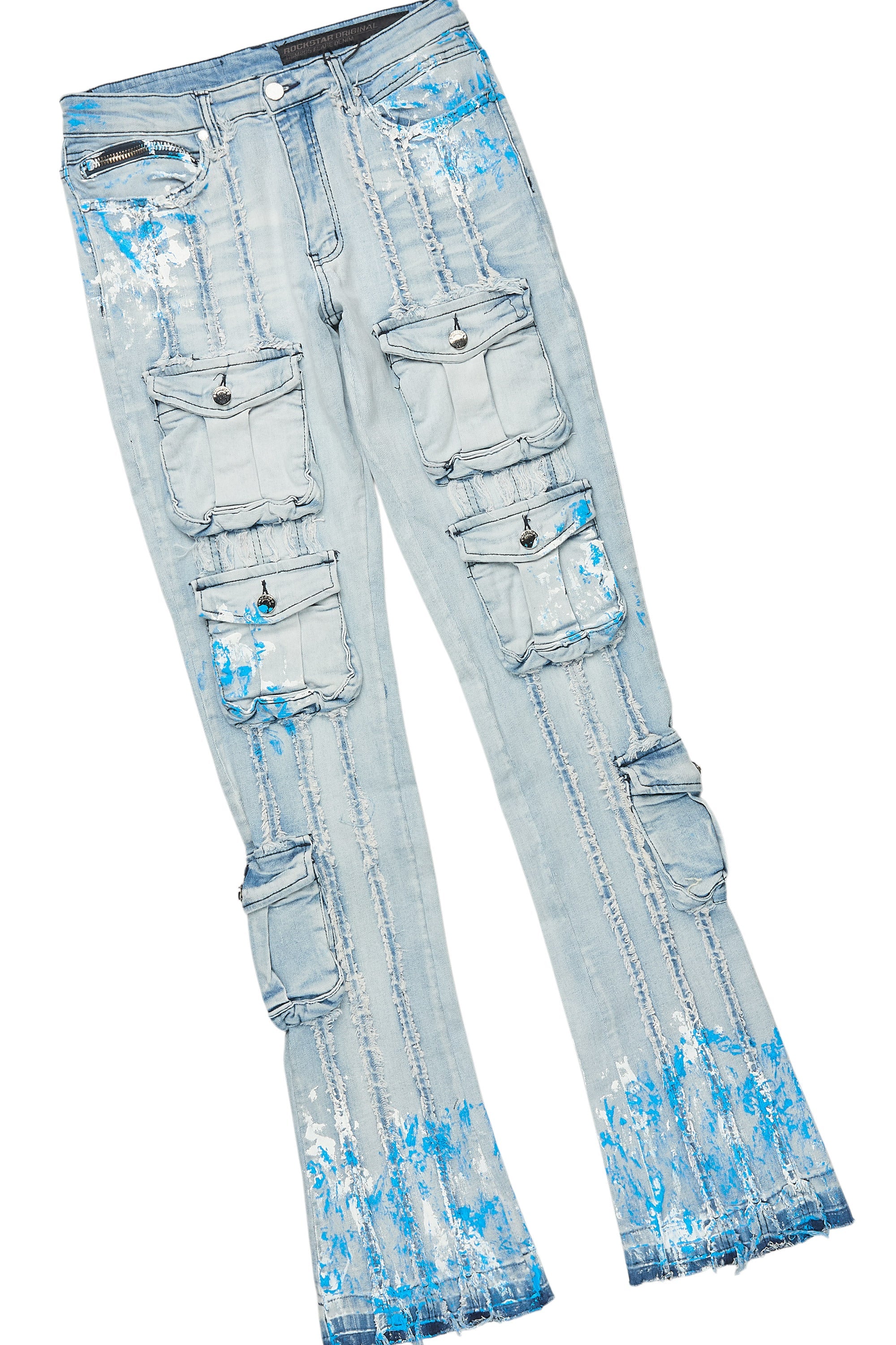 Quentin White/Blue T-Shirt/Stacked Flare Jean Set