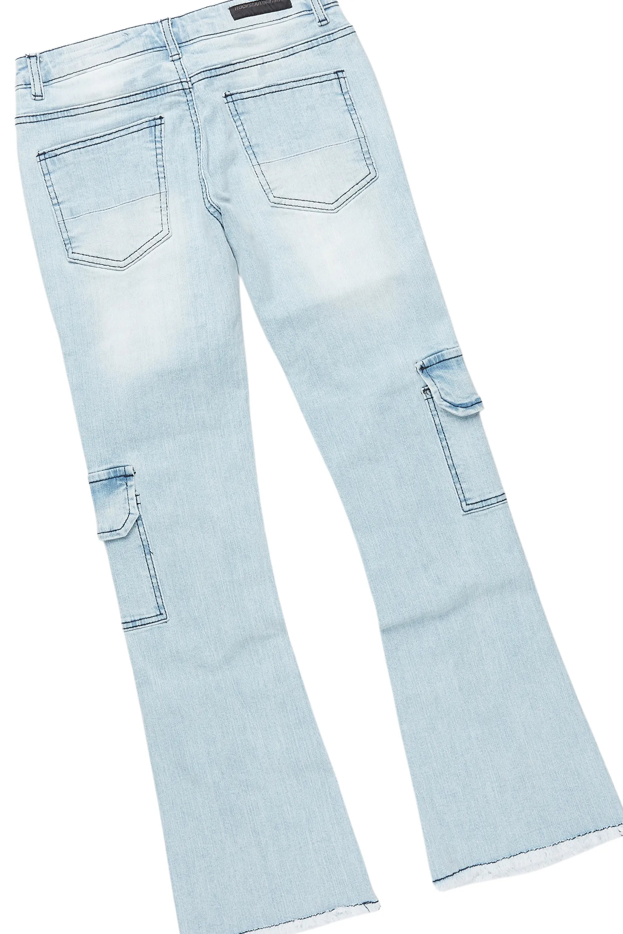 Boys All Seeing Eyes Blue/Light Grey Hoodie/Stacked Flare Jean Set