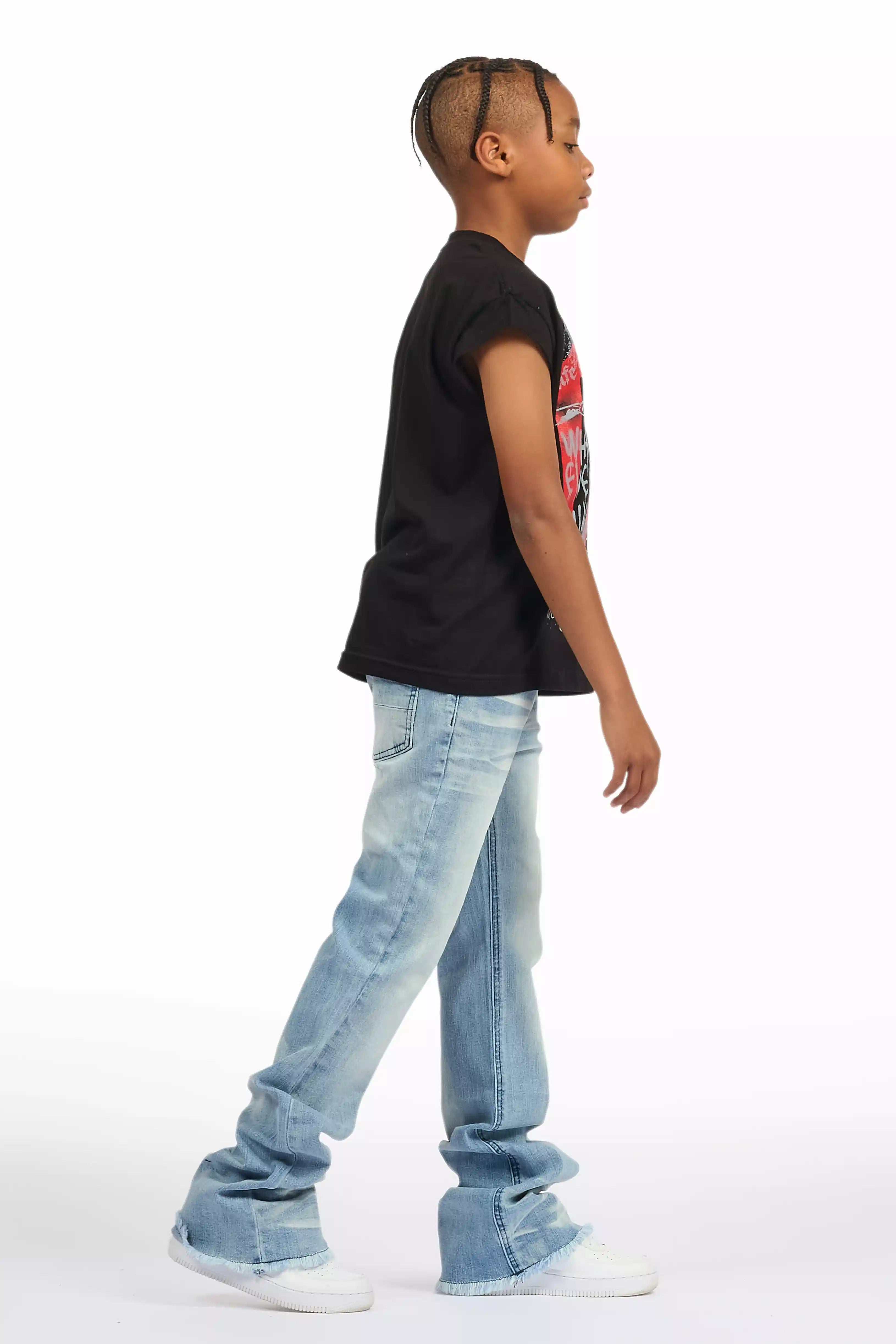 Boys Dag Dark Blue Stacked Flare Jean