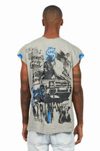 Grill Heather Grey Graphic Muscle T-Shirt