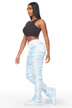 Melany White/Blue Stacked Flared Jean