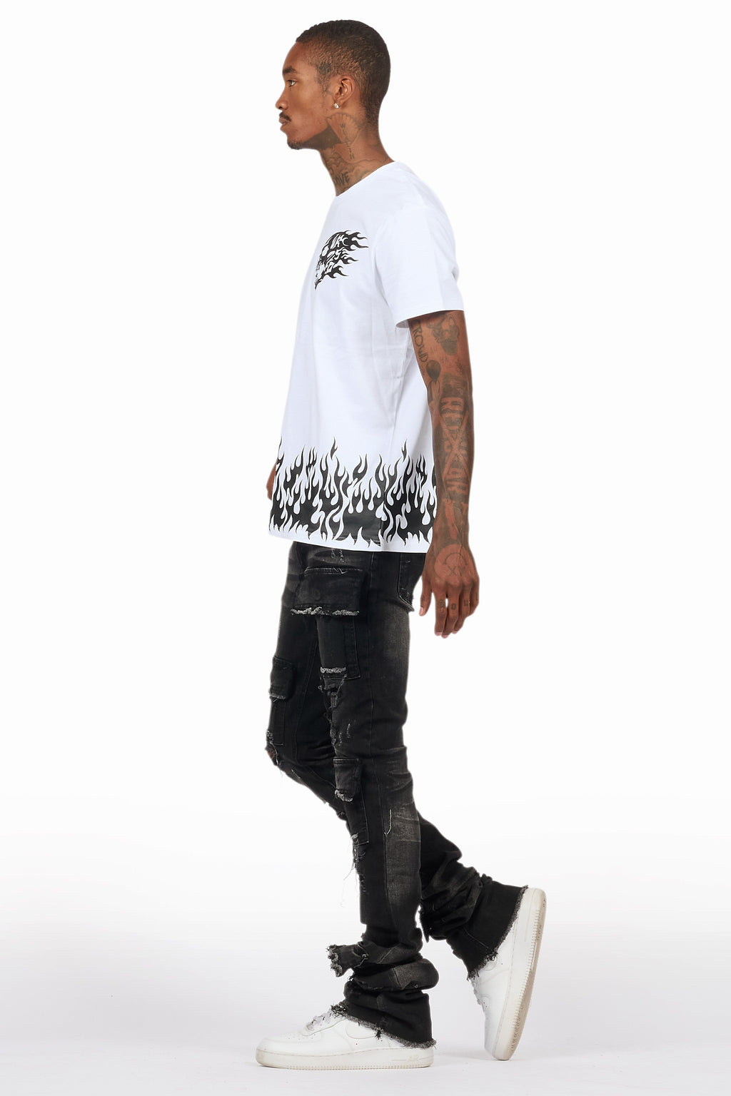 Bubble White/Black T-Shirt/Super Stacked Flare Jean Bundle