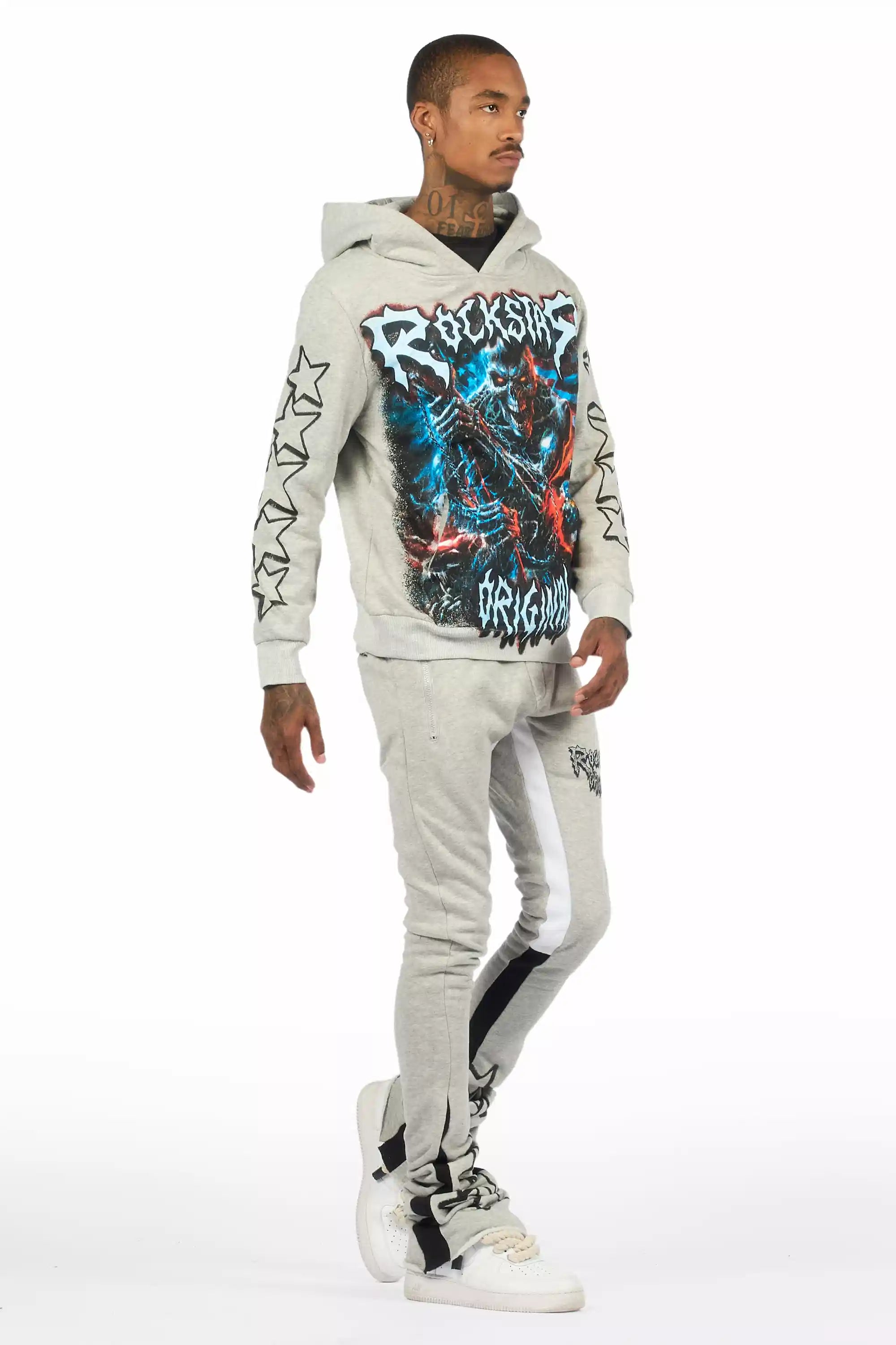 Krio Heather Grey/Black Hoodie/Super Stacked Track Set