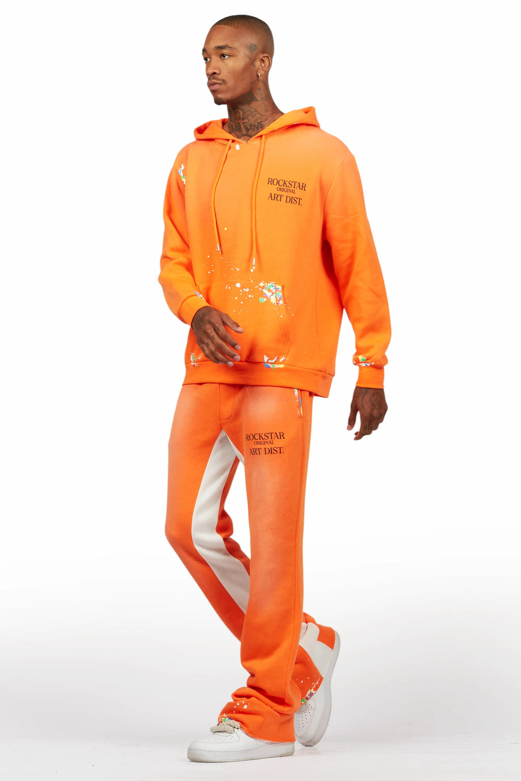 Rockstar Art Dist. Orange Hoodie/Baggy Track Pant Set