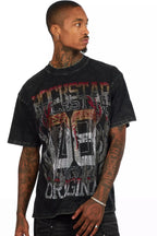 Veyene Black Graphic Rhinestone T-Shirt