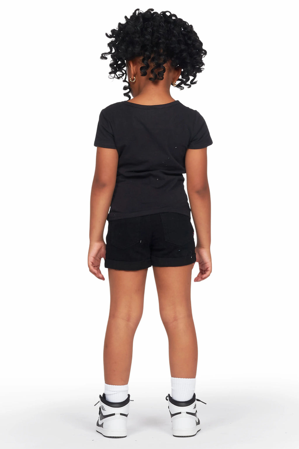 Girls Mura Black T-Shirt/Denim Short Set
