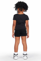 Girls Mura Black T-Shirt/Denim Short Set