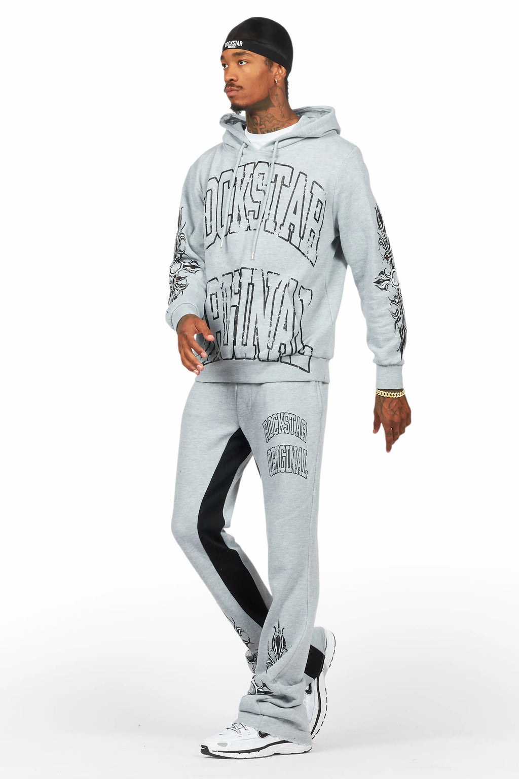 Akio Heather Grey Hoodie/Baggy Track Pant Set