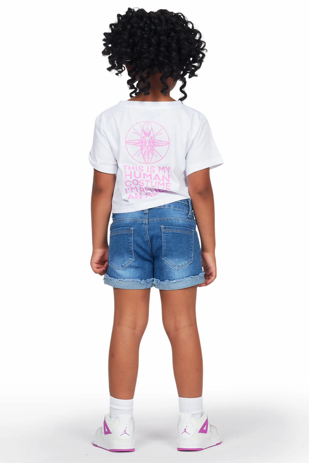 Girls Kahoni White T-Shirt/Denim Short Set