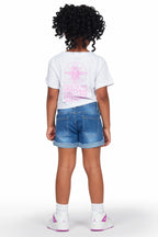 Girls Kahoni White T-Shirt/Denim Short Set