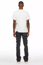 Yari Jet Black Rhinestone Stacked Flare Jean