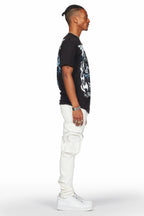 Garren Cream Skinny Fit Cargo Jean