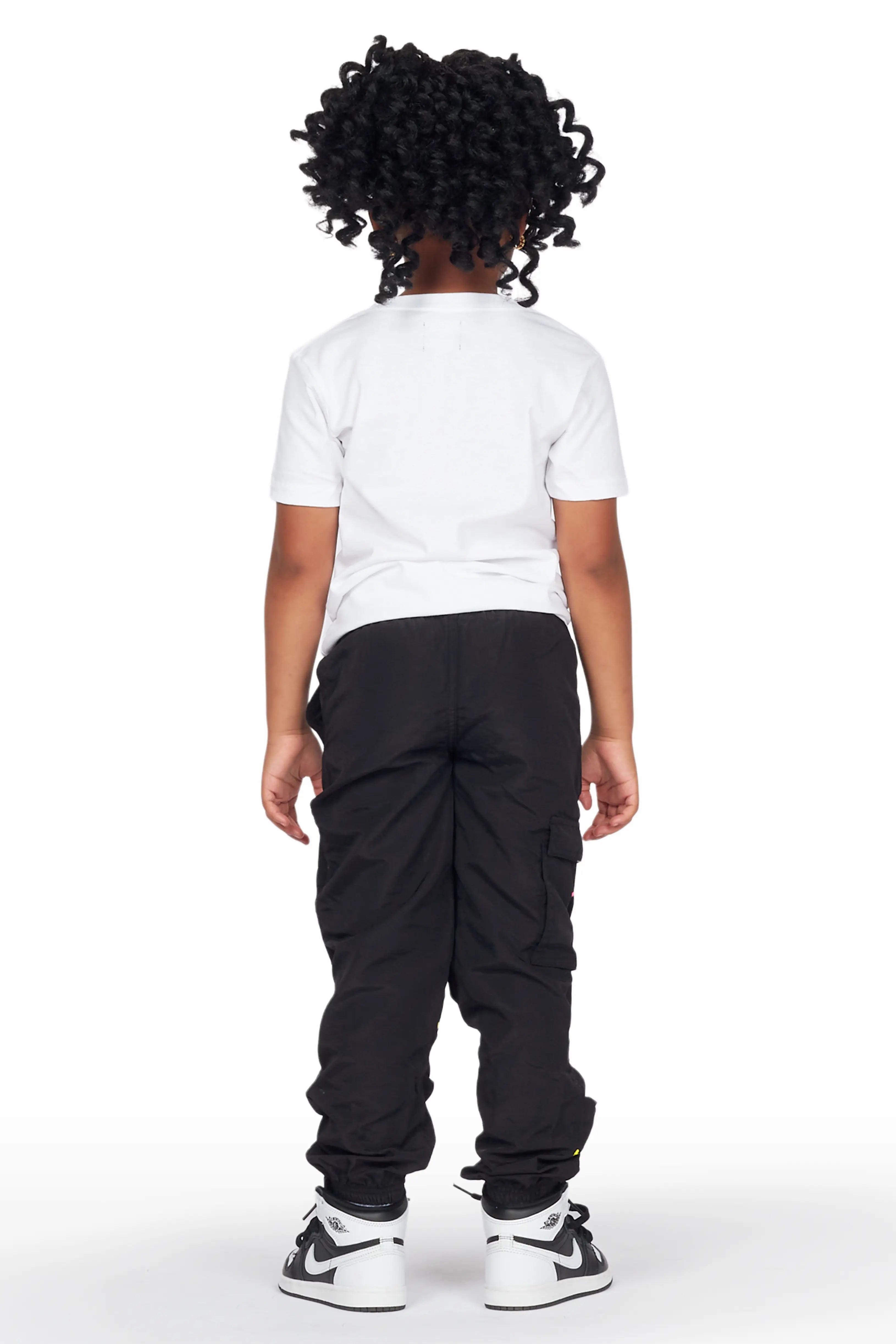 Girls Odie White/Black T-Shirt Cargo Jogger Set