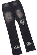 Boys Alim Vintage Black/Fuchsia T-Shirt/Stacked Flare Jean Set