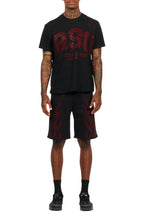 Bellamy Black/Red Rhinestone Tee Short Set