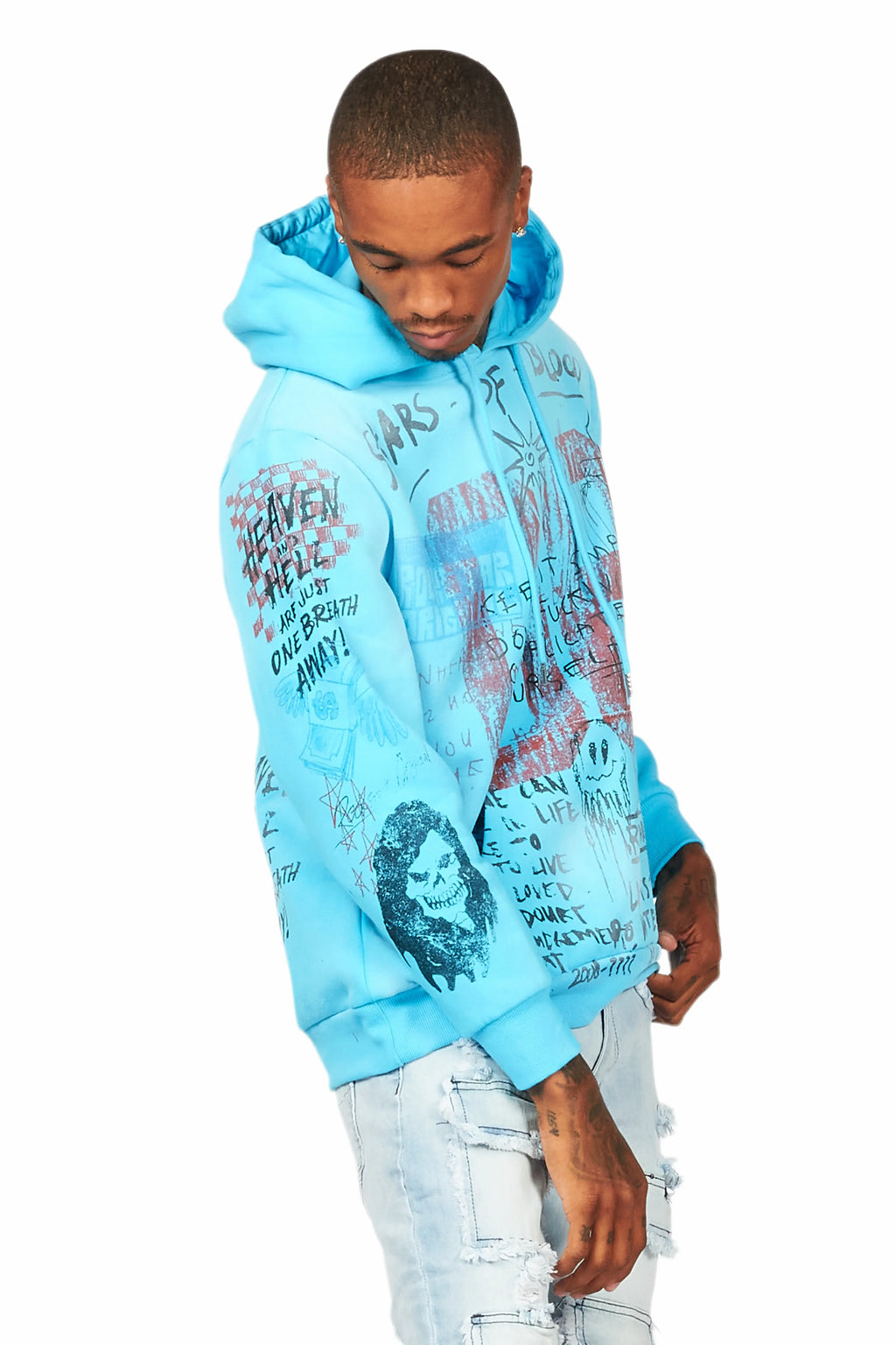 Gabin Blue Graphic Hoodie
