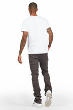 Emilio Vintage Grey Stacked Flare Track Pant