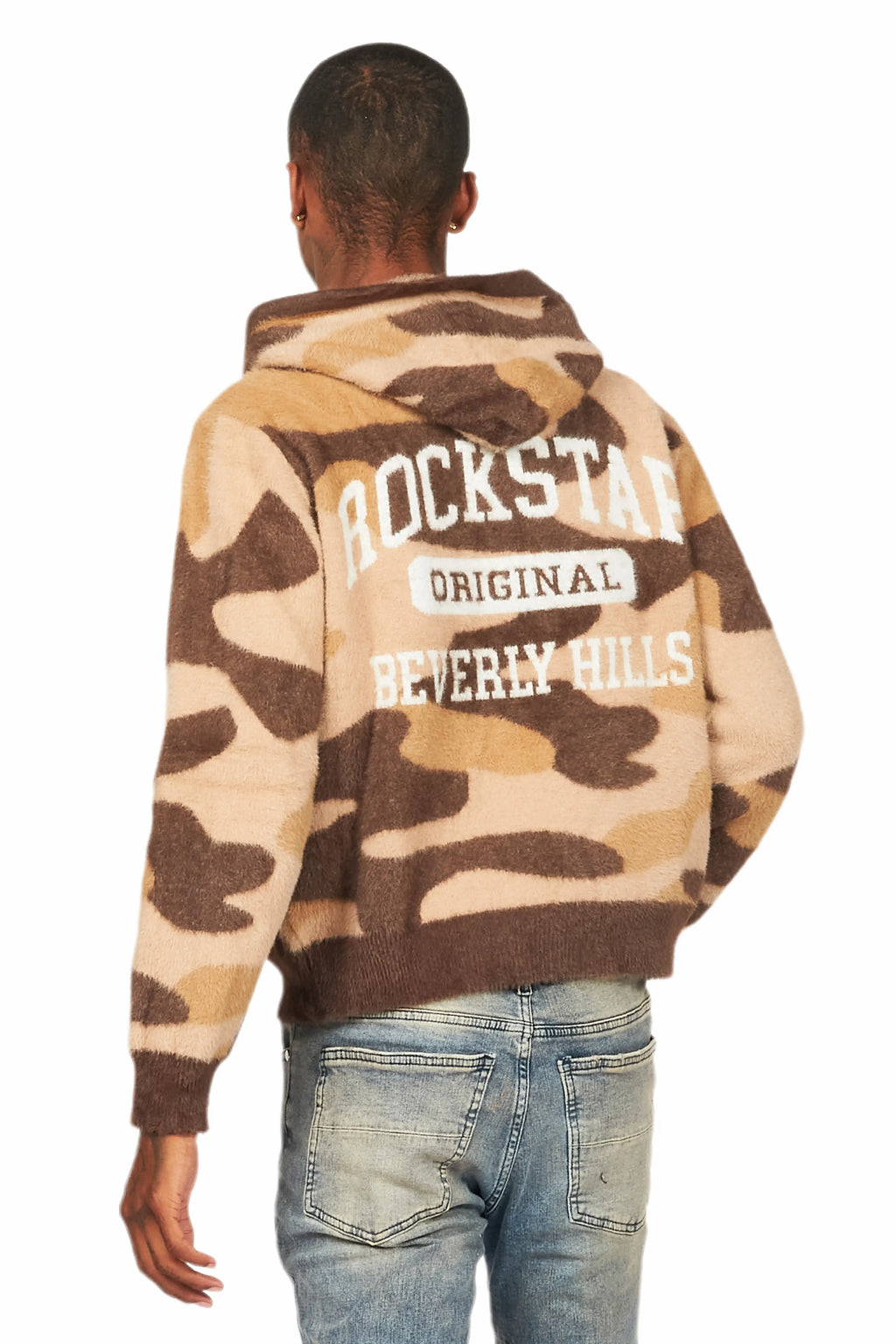 Damodar Camo Brown Knitted Mohair Hoodie