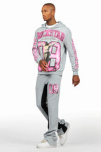 Fields Grey/Pink Baggy Hoodie Track Set
